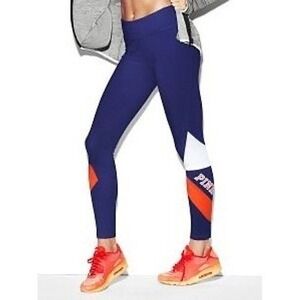 PINK Victoria's Secret High Waist Blue Logo Ultimate Leggings Women Activewear M